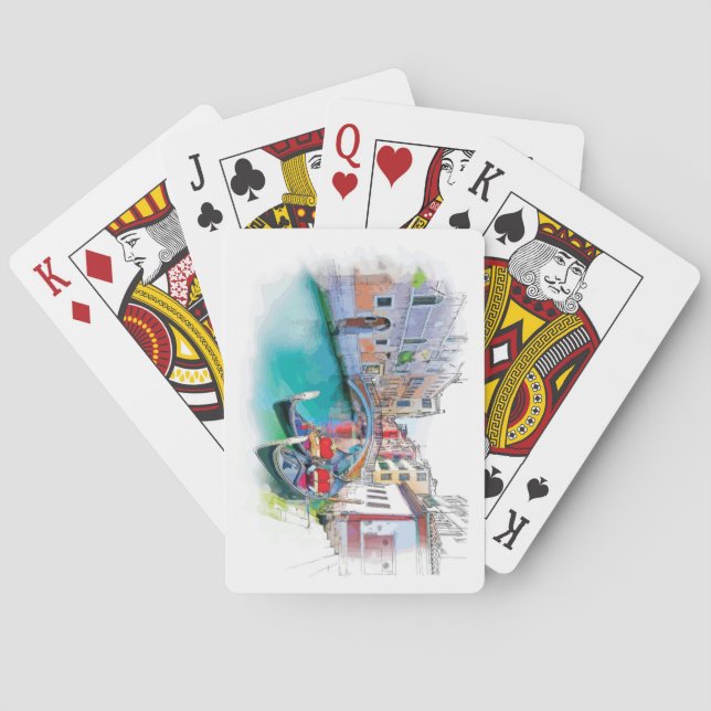 Venedig Italien Handgezeichnete Landschaft Spielkarten (Rückseite)