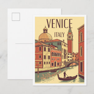 Venedig Italien Illustration Kunst vintage Reise Postkarte