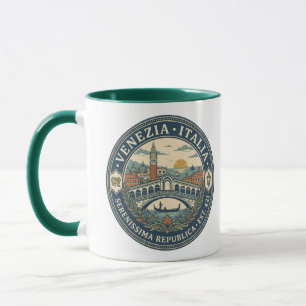 Venedig Italien Illustration Reise Kunst Abzeichen Tasse