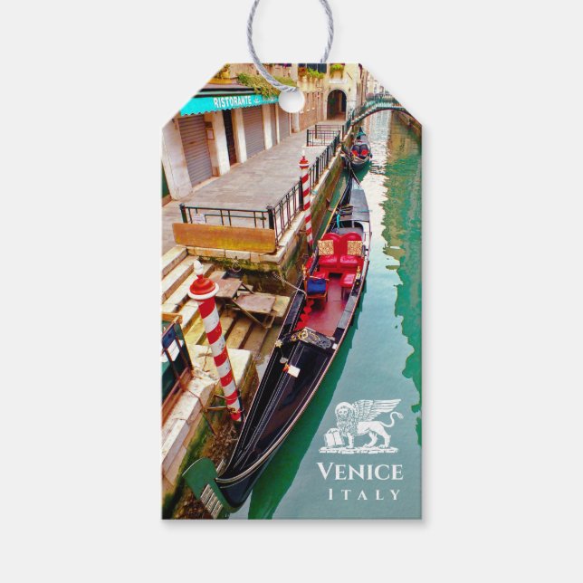 Venedig, Italien (IT) - farbenfrohe Gondelbahn Geschenkanhänger (Vorderseite)