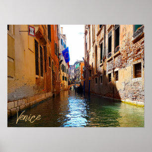 Venedig Italien Kanal Lebend Hübsche kleine Brücke Poster