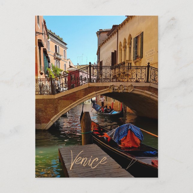 Venedig Italien Kanalbrücke Schiffsreise Postkarte (Vorderseite)