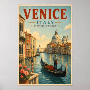 Venedig Italien Kanäle Illustration Reise Kunst Re Poster