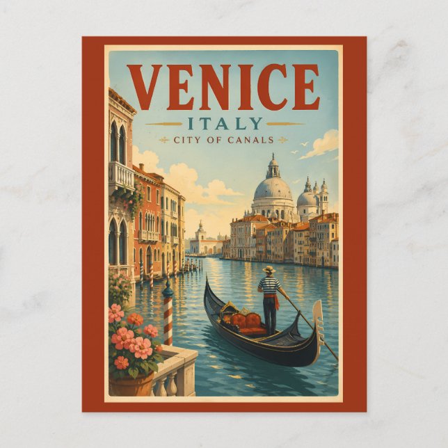 Venedig Italien Kanäle Illustration Reise Kunst Re Postkarte (Vorderseite)