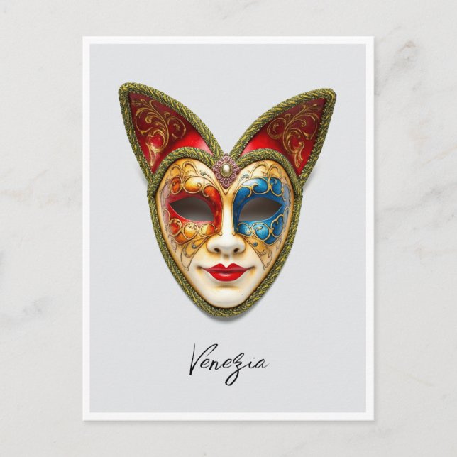 Venedig Italien Karneval Gatto Masquerade Postkarte (Vorderseite)