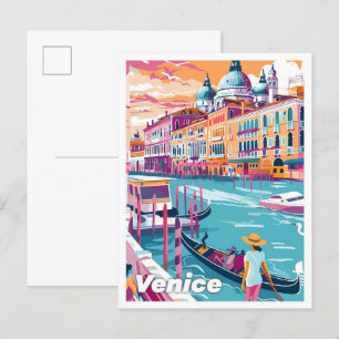 Venedig Italien Kunst Vintage-Illustration Reise Postkarte