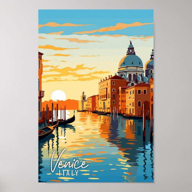 Venedig Italien Kunst Vintage Reise Kunst Illustra Poster (Vorne)