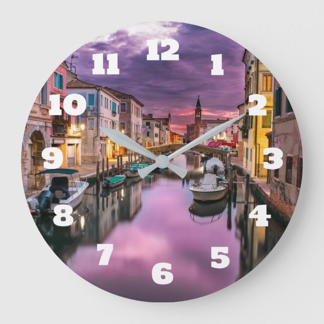 Venedig, Italien - Landschaftlicher Kanal und Vene Große Wanduhr (Vorderseite)