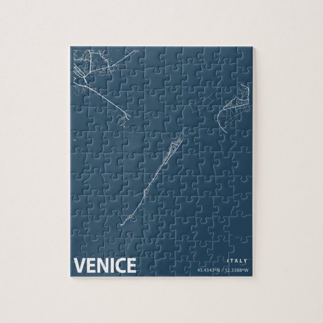 Venedig Italien Minimalistische Stadtkarte Kunst,  Puzzle (Vertikal)
