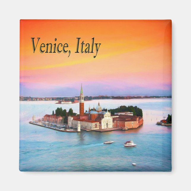 Venedig, Italien Orange Sunset Schöne Aussicht Magnet (Vorne)