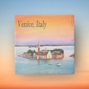 Venedig, Italien Oranger Sonnenuntergang Steinunte Steinuntersetzer