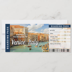 Venedig Italien Reise Überraschung Bordkarte Einladung