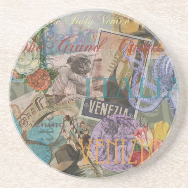 Venedig Italien Reisen Vintage Hübsche Kunst Untersetzer (Vorne)