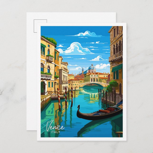 Venedig Italien Reisen Vintage Illustration Postkarte (Vorne/Hinten)