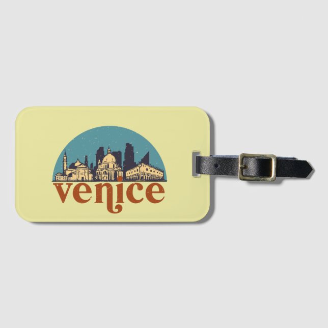 Venedig Italien Retro City Skyline Stadtbild Gepäckanhänger (Vorderseite (Horizontal))