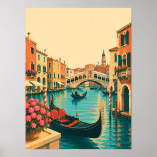 Venedig Italien Retro-Reise Rialto-Brücke Venetian Poster