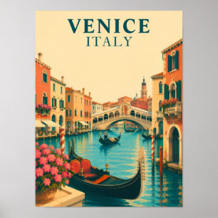 Venedig Italien Retro-Reise Rialto-Brücke Venetian Poster