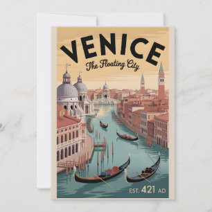 Venedig Italien Retro-Silhouette Stadtlandschaft R Feiertagskarte