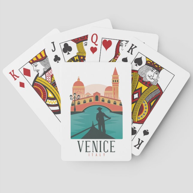 Venedig Italien Retro Vintage Travel Gondola Spielkarten (Rückseite)