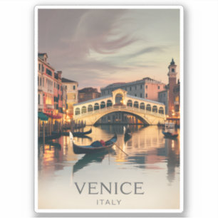 Venedig Italien Rialtobrücke Vintage Dämmerung Rus Aufkleber