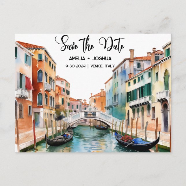 Venedig Italien Romantische Save the Date Postkarte (Vorderseite)