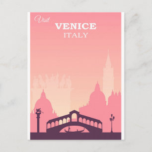 Venedig Italien Rosa Vintage-Reiseposter Postkarte