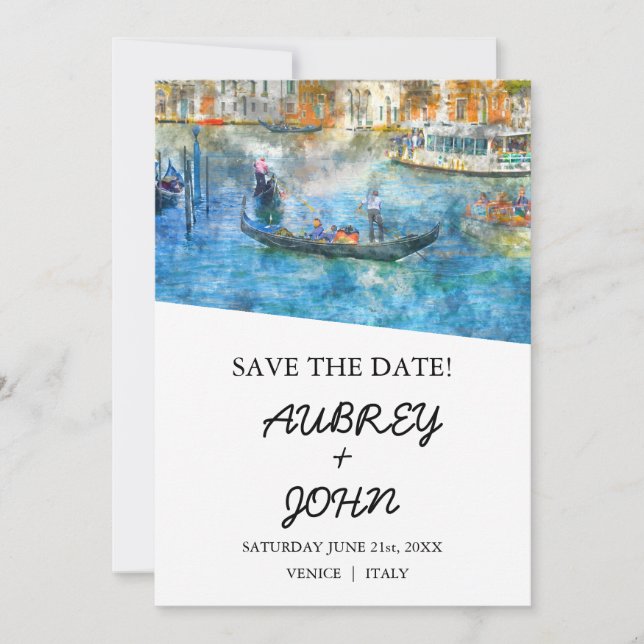 Venedig Italien Save the Date Einladung zur Hochze (Vorderseite)