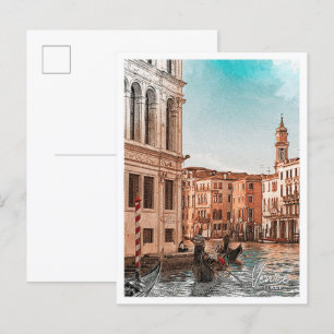 Venedig Italien Schöne Farbskizze Stadt Postkarte
