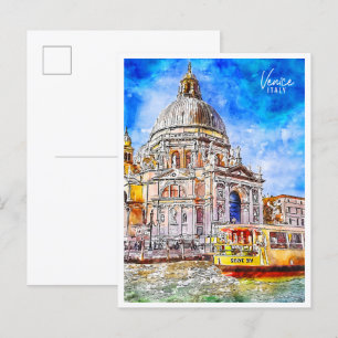 Venedig Italien Vintage-Reise Aquarell Postkarte