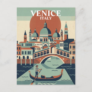 Venedig Italien Vintage Reise Gondel Kanal Postkarte