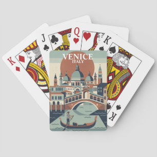 Venedig Italien Vintage Reise Gondel Kanal Spielkarten