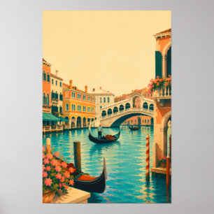 Venedig Italien Vintage Reise Grand Canal Gondel Poster