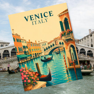 Venedig Italien Vintage Reise Grand Canal Gondel Postkarte