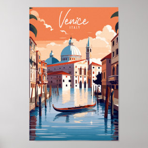 Venedig Italien Vintage-Reise-Ort-Abbildung Poster