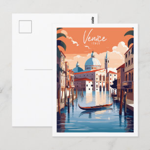 Venedig Italien Vintage-Reiseort-Illustration Postkarte