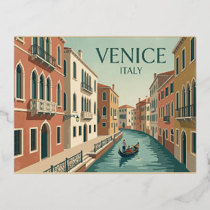 Venedig Italien Vintage-Reisepostkarte Folien Feiertagspostkarte