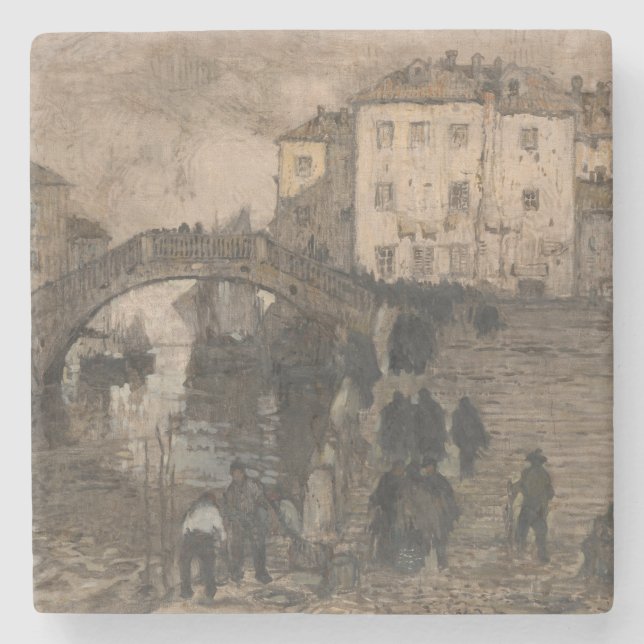 Venedig, Italien (Vintage Venezianische Landschaft Steinuntersetzer (Vorderseite)