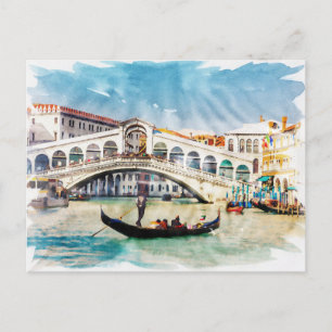Venedig Italien Wasserfarbe Vintage Weltkulturerbe Feiertagspostkarte