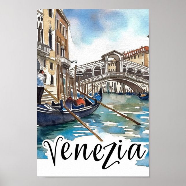 Venedig - Italien Wasserfarbenmalerei Poster (Vorne)