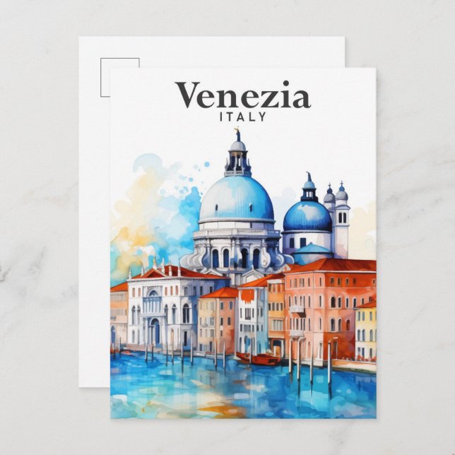 Venedig - Italien Wasserfarbenmalerei Postkarte (Vorne/Hinten)