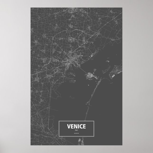 Venedig, Italien (weiß auf schwarz) Poster (Vorne)