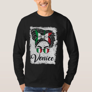 Venedig Italienische Flagge Black Afro Messy Bun I T-Shirt