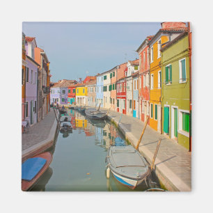 Venedig, Kanal der Insel Burano, kleine farbige Hä Magnet