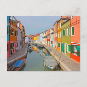 Venedig, Kanal der Insel Burano, kleine farbige Hä Postkarte