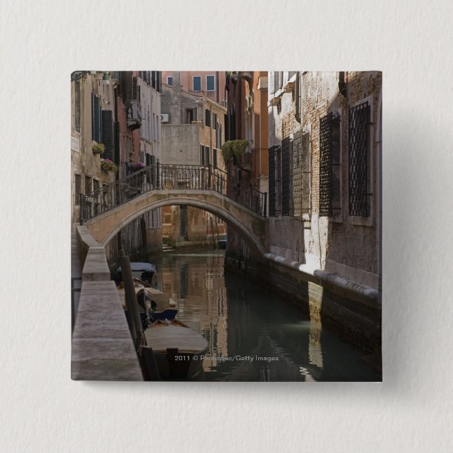 Venedig-Kanäle und Steinbrücke Button (Vorderseite)