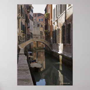 Venedig-Kanäle und Steinbrücke Poster