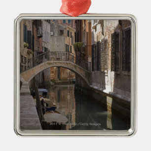 Venedig-Kanäle und Steinbrücke Silbernes Ornament