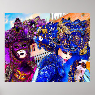 Venedig Karneval Bunte, traditionelle Masken Zeich Poster