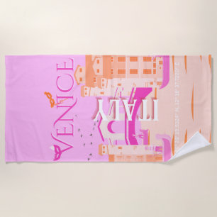 Venedig Kunst, Italien, Reisen Kunst, Retro, Rosa Strandtuch