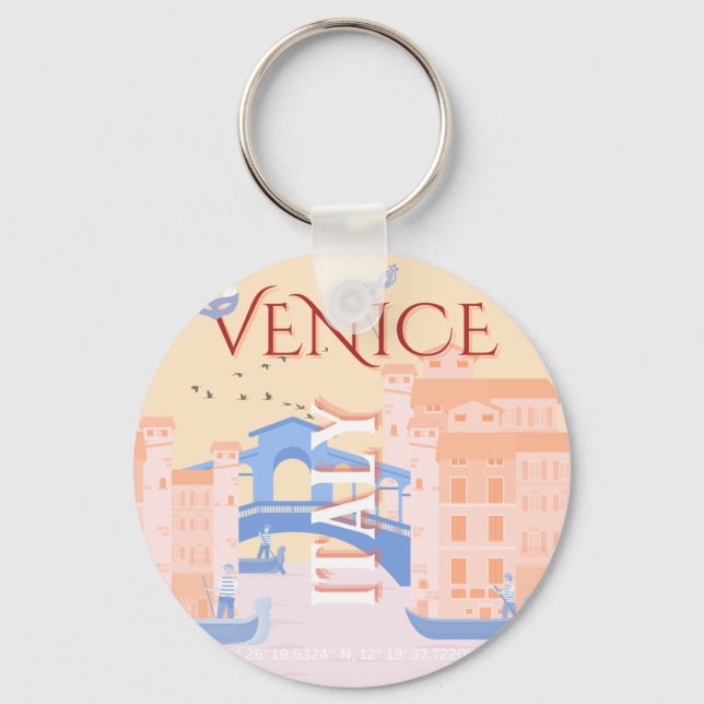 Venedig Kunst, Italien, Reisen Kunst, Retro Schlüsselanhänger (Vorderseite)